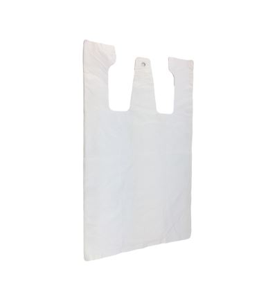 Mikrotenová taška, nosnost 10 kg, délka 53 cm, šířka 30 cm, záložka 15 cm, bílá, 100 ks