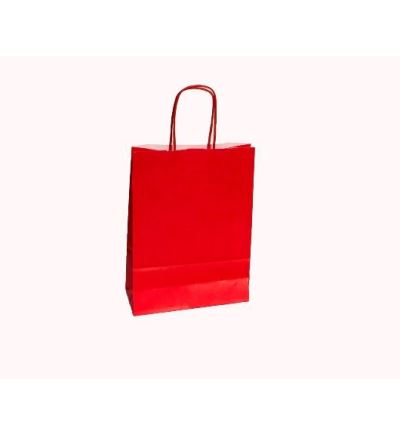 Papírová taška s krouceným uchem, červená