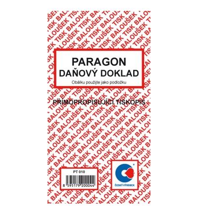 Tiskopis - Paragon - daňový doklad, PT010, propisovací