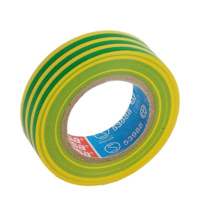 Elektroizolační páska Tesa, šíře 15 mm, návin 10 m, žluto-zelená
