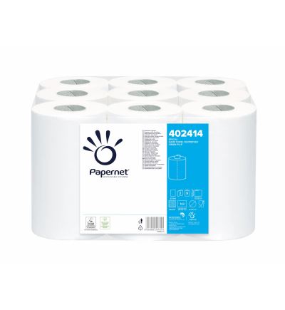 Papírové ručníky v roli mini na roli, 2vrstvé, šíře 20 cm, návin 50 m, bílé, 9 ks