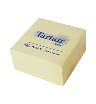 Samolepicí bloček Tartan, 76x76 mm, 400 listů, žlutý