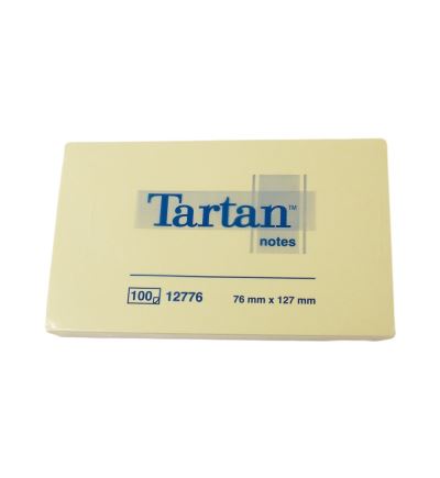 Samolepicí bloček Tartan, 76x127 mm, 100 listů, žlutý