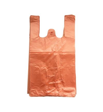 Mikrotenová taška, extra silná, nosnost 4 kg, délka 47 cm, šířka 25 cm, záložka 12 cm, oranžová, 200 ks