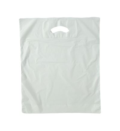 MDPE taška s průhmatem, délka 45 cm, šířka 38 cm, záložka 5 cm, bílá