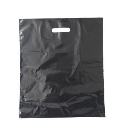 LDPE taška s průhmatem, délka 45 cm, šířka 38 cm, záložka 5 cm, černá