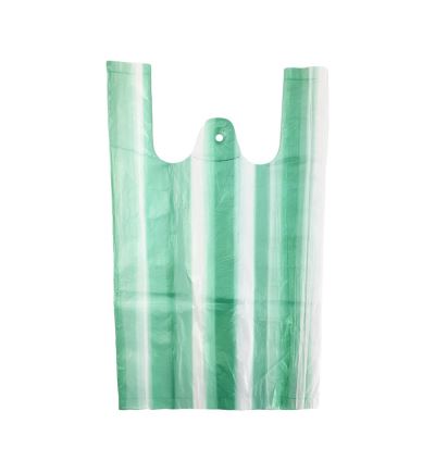 Mikrotenová taška, nosnost 4 kg, délka 45 cm, šířka 25 cm, záložka 12 cm, zeleno-bílá, 100 ks