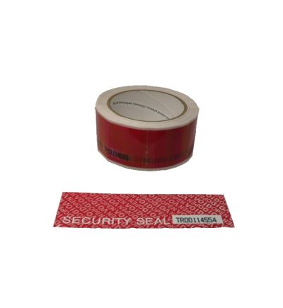 Bezpečnostní páska peforovaná SK77 SN, šíře 48 mm, návin 50 m, perforace po 150 mm, číslováná, s přenosem červená