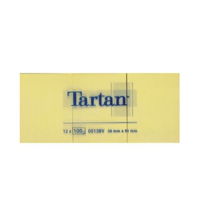 Samolepicí bločky Tartan 38 x 51 mm, 12 ks/bal. (á 100 l.), žlutý
