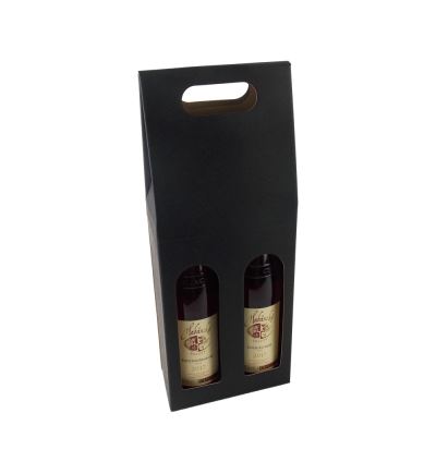 Odnosná kartonová krabice na víno s průhledem, VINKY 2 černá