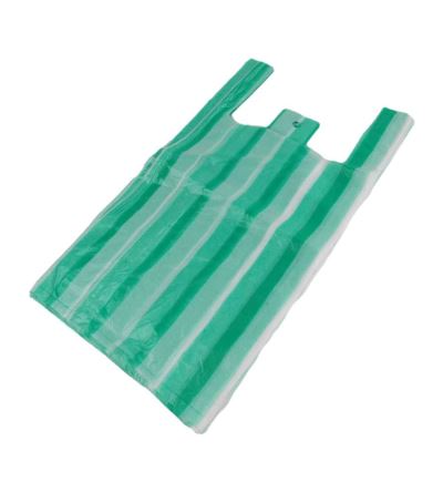 Mikrotenová taška, nosnost 10 kg, délka 53 cm, šířka 30 cm, záložka 15 cm, zeleno-bílá, 100 ks