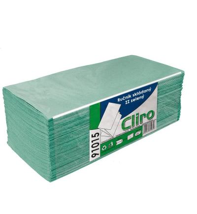 Papírové ručníky Cliro, 1vrstvé, Zigzag, skládané, zelené, 5000 ks