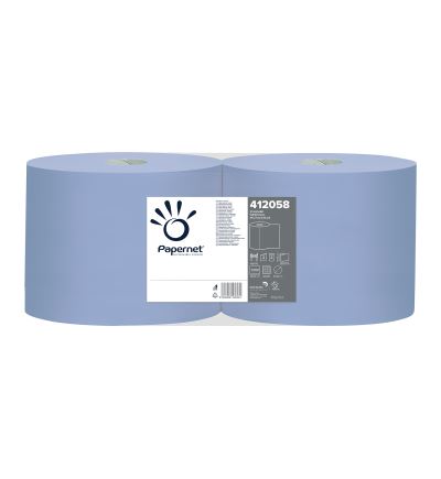 Průmyslové utěrky Duomini blue na roli, 2vrstvé, šíře 21,5 cm, návin 360 m, modré, 2 ks