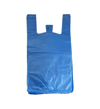 Mikrotenová taška, nosnost 10 kg, délka 53 cm, šířka 30 cm, záložka 15 cm, modrá