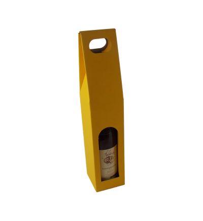 Odnosná kartonová krabice na víno s průhledem, VINKY 1 žlutá