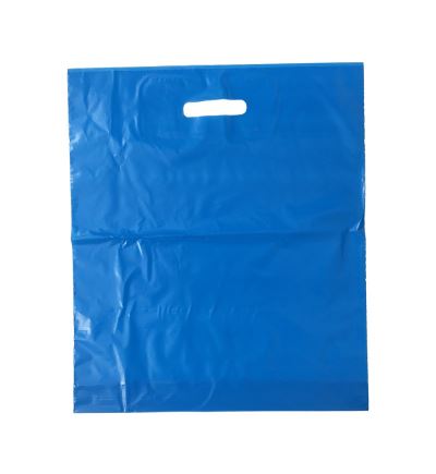 LDPE taška s průhmatem, délka 45 cm, šířka 38 cm, záložka 5 cm, modrá