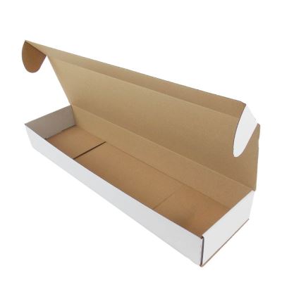 Poštovní kartonová krabice, 3vrstvá, délka 550 mm, šířka 140 mm, výška 65 mm, bílá