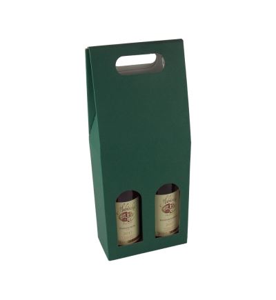 Odnosná kartonová krabice na víno s průhledem, VINKY 2, zelená