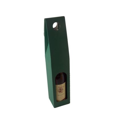 Odnosná kartonová krabice na víno s průhledem, VINKY 1, zelená